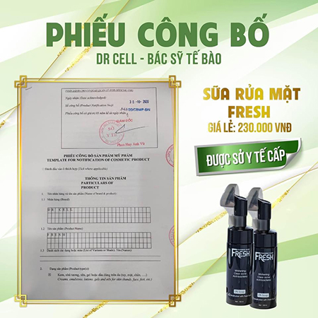 Phiếu công bố - Tổng Đại Lý Công Ty Mỹ Phẩm DR CELL